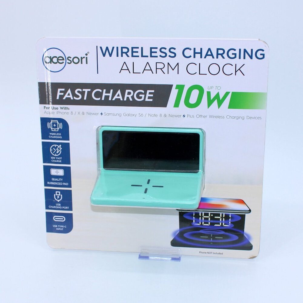 Ace Sori Alarm Clock with Wireless Charging Pad Aqua Single